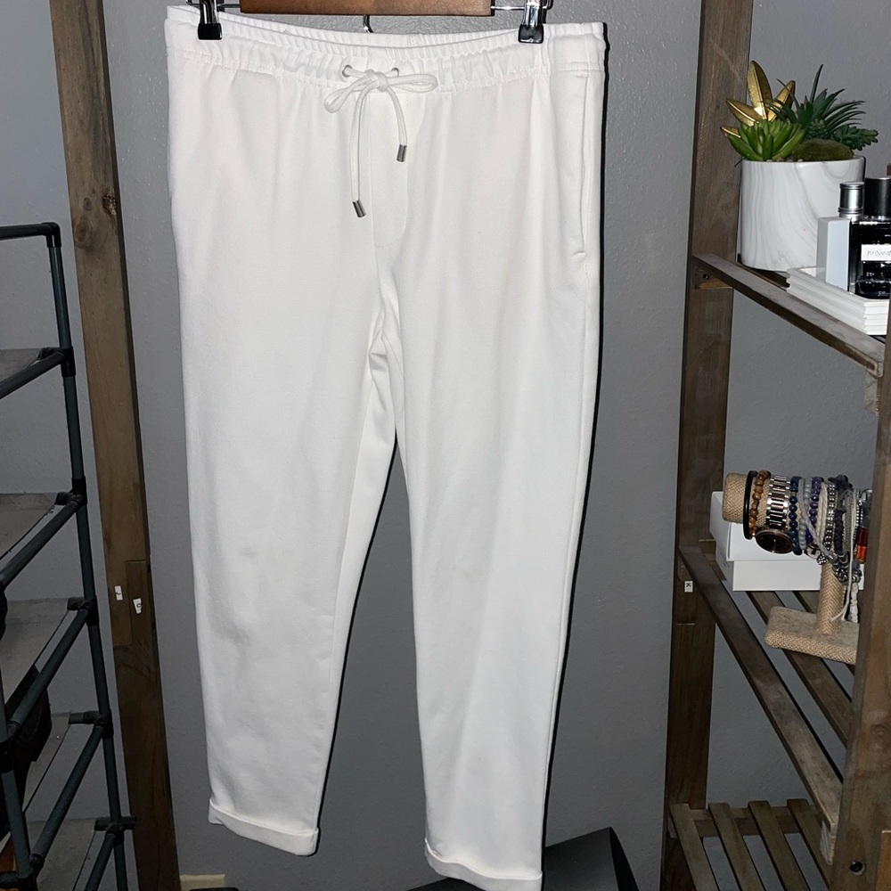 Zara white dress joggers
